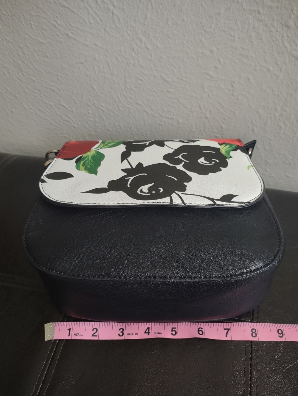 K. Carroll Accessories Floral Rose Crossbody Handbag - Black White & Red - Picture 14 of 16